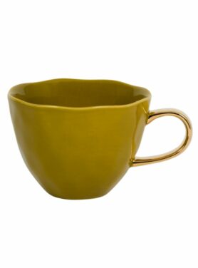 Good morning cup amber green okergeel met gouden oor